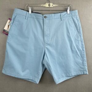 Chaps Men 40 Coastland Wash Flat Front Stretch Shorts Light Blue 9 In Inseam NWT